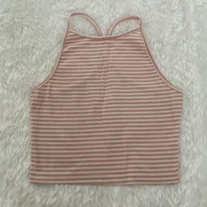Pink and white stripped halter top.